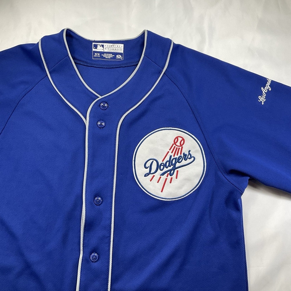 Los Angeles Dodgers Size M Blue Buttondown Logo MLB Dynasty Series Jersey 60 - Picture 2 of 9